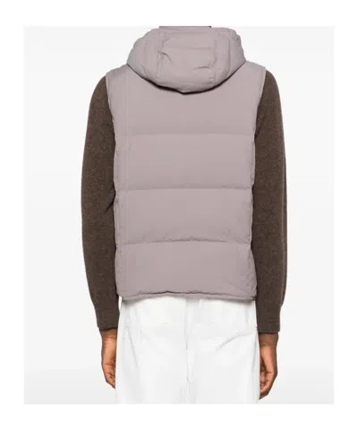 Eleventy Hooded Sleeveless Quilted Jacket Pockets In Gray