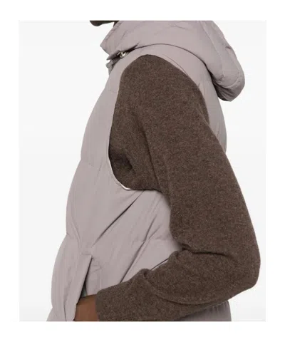 Eleventy Hooded Sleeveless Quilted Jacket Pockets In Gray