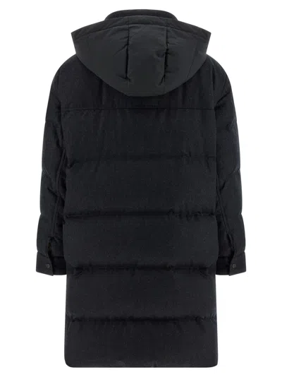 Brunello Cucinelli Shiny Zipper Pull Puffer Jackets Gray In Black