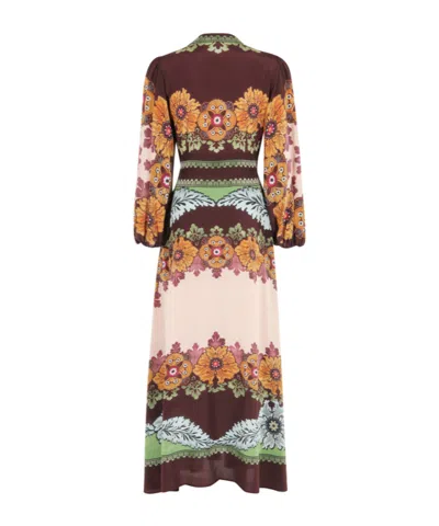 La Doublej Bordeaux Printed Crepe De Chine Maxi Dress In Multi
