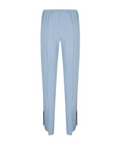 Forte Forte Relaxed-fit Blue Trousers With Straight Leg Design And Subtle Sheen In Blue