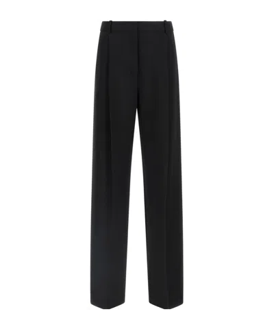 Elisabetta Franchi High-waisted Trousers With Wide Legs And Decorative Button Details In Black