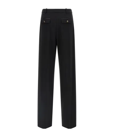 Elisabetta Franchi High-waisted Trousers With Wide Legs And Decorative Button Details In Black