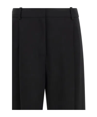 Elisabetta Franchi High-waisted Trousers With Wide Legs And Decorative Button Details In Black