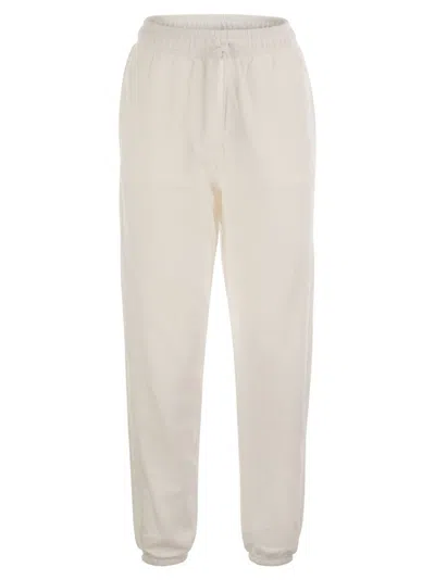 Polo Ralph Lauren Plush Fleece Sports Trousers With Tapered Cut In White