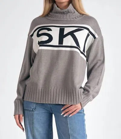 Elan Ski Turtleneck Cotton Sweater In Grey In Gray
