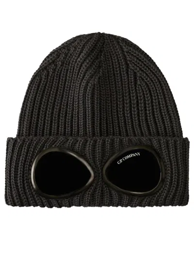 C.p. Company C.p.company Extrafine Merino Wool Goggle Beanie In Black
