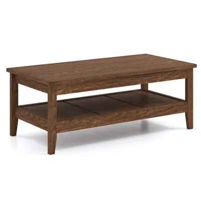 Hivvago Farmhouse Coffee Table Rustic Cocktail Center Table With Thickened Tabletop In Brown