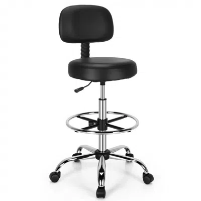 Hivvago Swivel Drafting Chair With Retractable Mid Back And Adjustable Foot Ring In Black