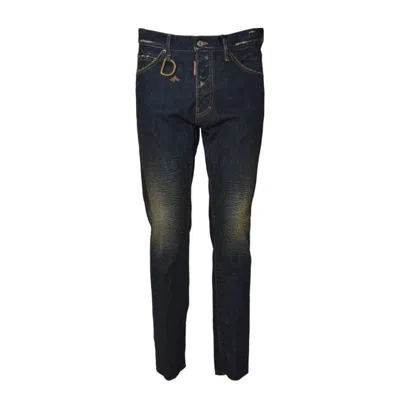 Dsquared2 Dark Indigo Slim-fit Denim Jeans With Distressed Details In Blue