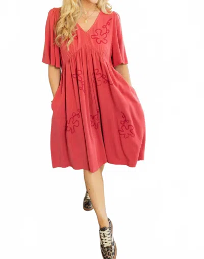 Easel Lillie Mini Dress In Raspberry In Red