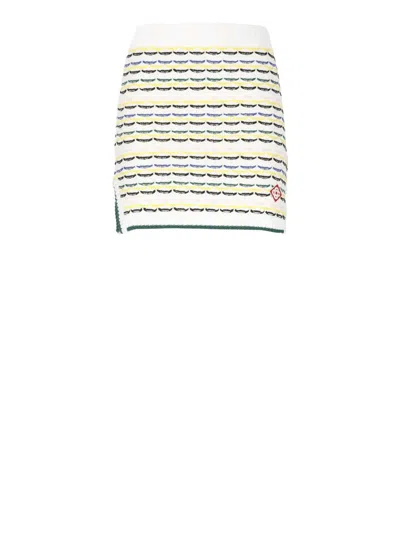 Casablanca Wool Skirt With Contrasting Detailing In Neutral