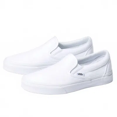 Vans Unisex Classic Slip-on Sneakers In True White In White