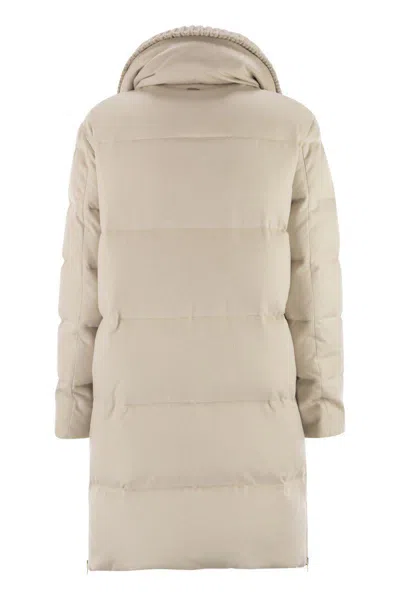 Herno Long Jacket In Cashmere And Silk In Neutral