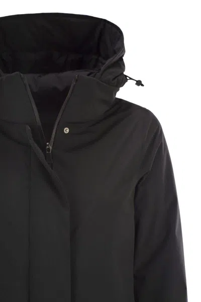 Herno Hooded A-shape Jacket In 2-layer Windstopper In Multi