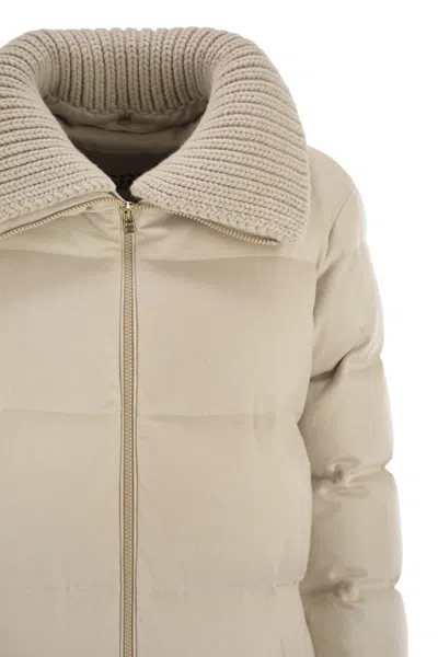 Herno Long Jacket In Cashmere And Silk In Neutral