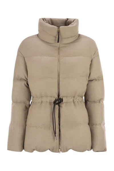 Herno Quilted Drawstring Wool Jacket In Neutral