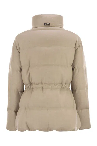 Herno Quilted Drawstring Wool Jacket In Neutral