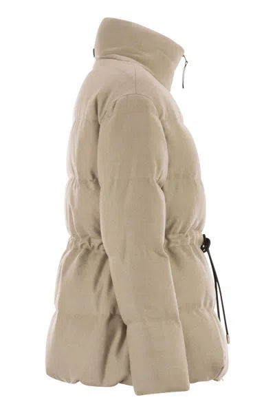 Herno Quilted Drawstring Wool Jacket In Neutral