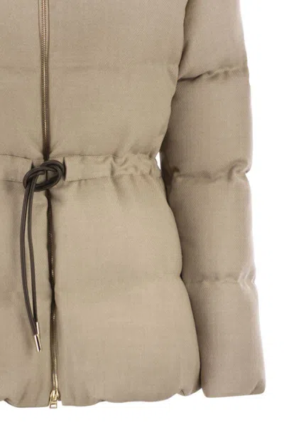 Herno Quilted Drawstring Wool Jacket In Neutral