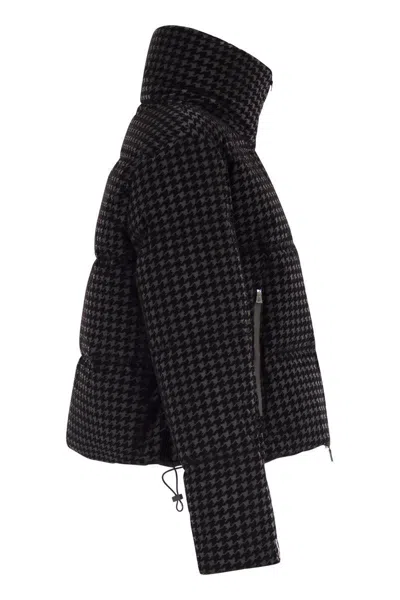 Herno Tech Pied De Poule And 2 Layer Windstopper Cape In Black