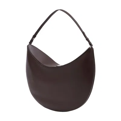 Jacquemus Le Calisso Rond Large Brown Shoulder Bag With Adjustable Strap And Embossed Logo In Leathe In Brown