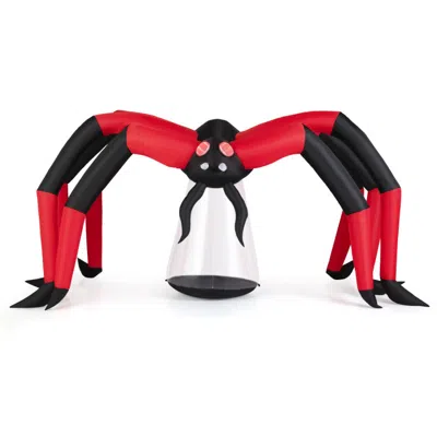 Breebe Halloween Inflatable Spider Blow Up Yard Scary Spider With Red Tunnel Light Eyes In Red