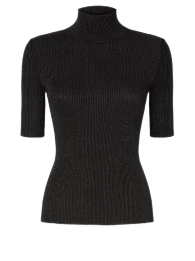 Missoni Short-sleeved Turtleneck In Glitter-effect Viscose In Black