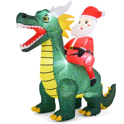 Breebe Christmas Inflatable Santa Claus Ride On Dinosaur With Built-in Led Lights In Multi