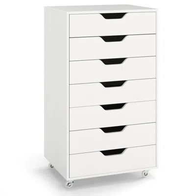 Hivvago 7-drawer Chest Storage Dresser Floor Cabinet Organizer With Wheels In White