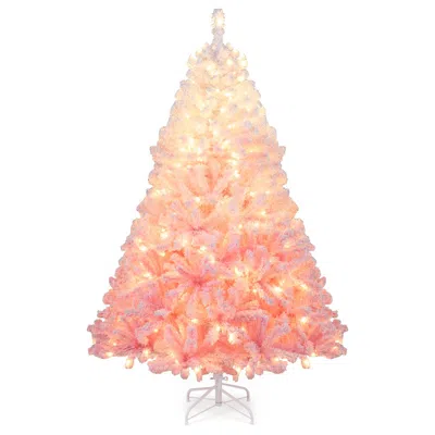 Breebe Artificial Christmas Tree With Warm White Led Lights And 8 Modes For Holiday In Pink