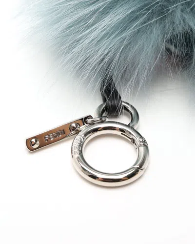Fendi Fox Mink Fur Vitello Flamingo Mini Bag Bug Charm In Blue