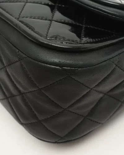 Pre-owned Chanel Classic Medium Patent Single Flap Bag In Black