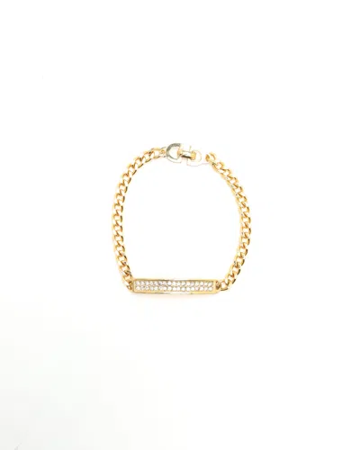 Dior Christian  Rhinestone Chain Link Bracelet In Gold