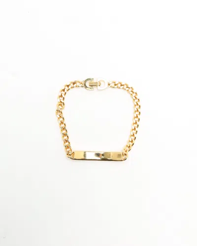 Dior Christian  Rhinestone Chain Link Bracelet In Gold