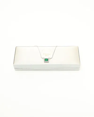 Dior Christian  Rhinestone Necklace In Silver