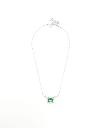 Dior Christian  Rhinestone Necklace In Silver