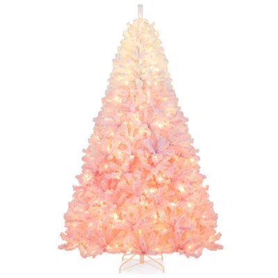 Breebe Artificial Christmas Tree With Warm White Led Lights And 8 Modes For Holiday In Pink