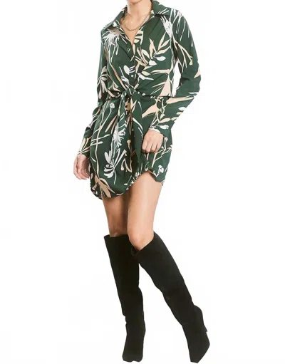 Illa Illa Zivah Satin Print Dress In Green In Green
