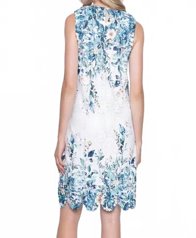 Picadilly Blue Floral Knit Lace Dress In Blue White In Black