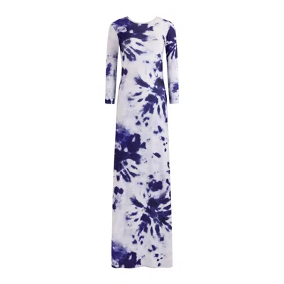 Hawa Made From Love Maha Dress Tie Dye Sapphire In White