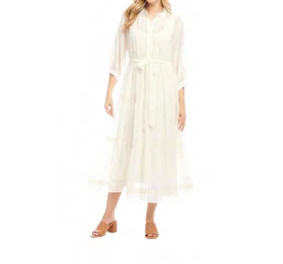 Karen Kane Embroidered Tiered Midi Dress In Off White In White
