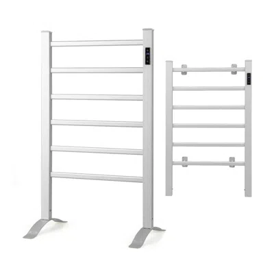 Hivvago Freestanding And Wall-mounted 6 Bars Towel Warmer With Timer And Led Display In Silver