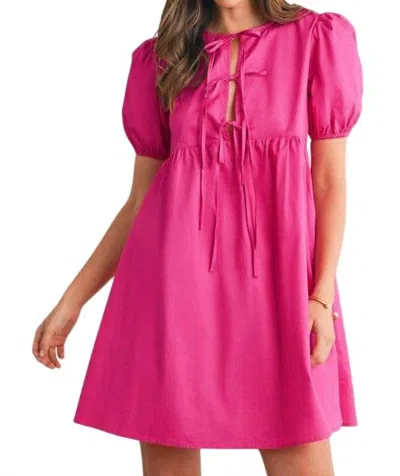 Shewin Inc. Tie Knot Dress In Bright Pink In Pink