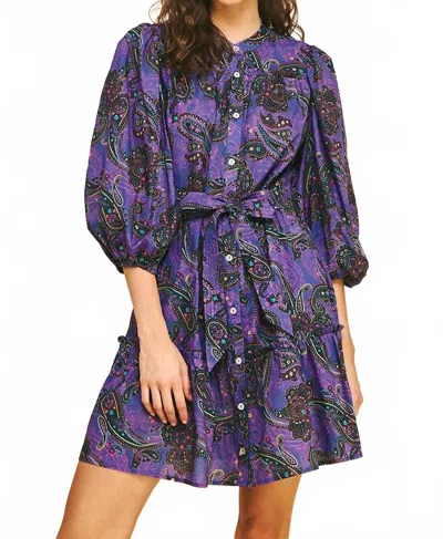Pinch Halsey Tiered Mini Dress In Purple Multi In Blue