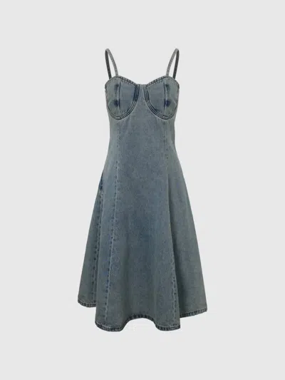 Urban Revivo Camisole Denim Dress In Blue In Blue