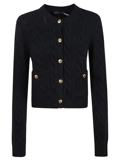 Polo Ralph Lauren Classic Cable Knit Cardigan With Gold Accents In Multi