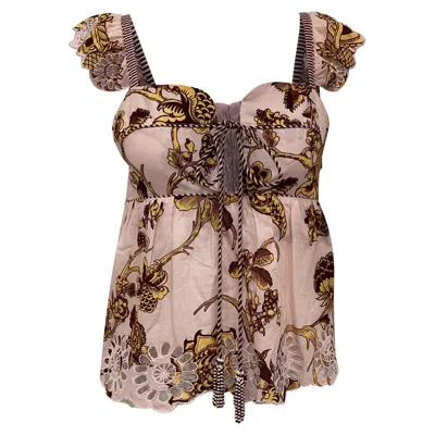 Farm Rio Tropical-print Sleeveless Blouse In Pink Cotton In Multi