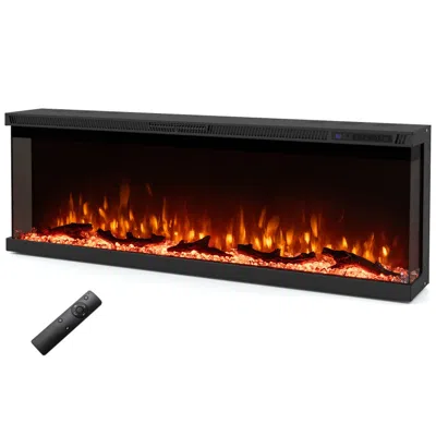 Hivvago Wide 3-sided Electric Fireplace Insert With Remote Control And 12 Flame Colors-50 Inch In Black
