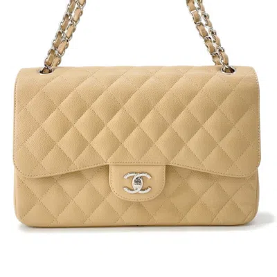 Pre-owned Chanel Grained Calfskin Shoulder Bag () In Sand